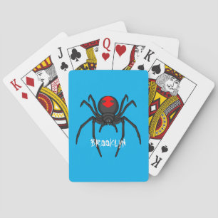 Scary black widow spider cartoon illustration  playing cards