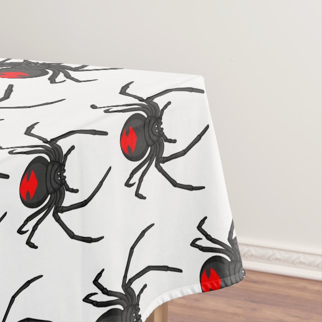 Scary black widow spider cartoon illustration tablecloth (In Situ)