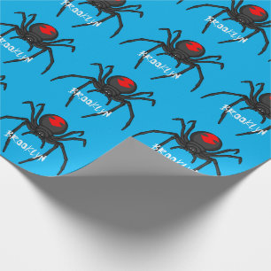Scary black widow spider cartoon illustration wrapping paper