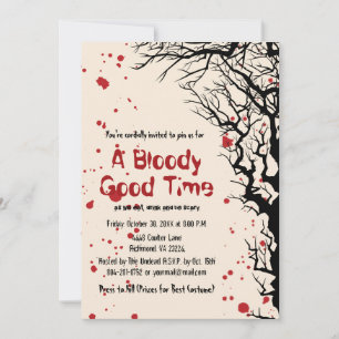 Scary Bloody Blood Splatter Creepy Halloween Invitation