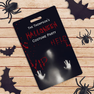 Scary Bloody Halloween Costume Party Black VIP Badge