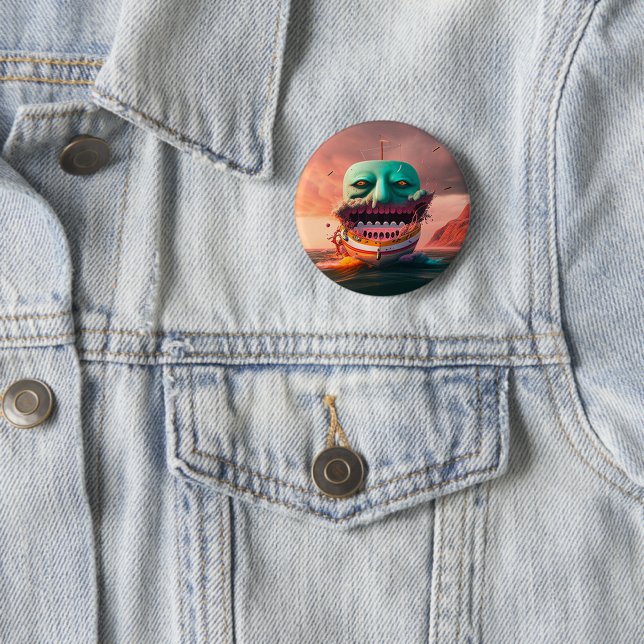 Scary boat 2 inch round button (In Situ)