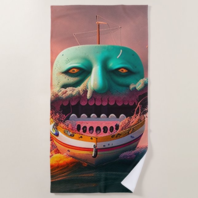 Scary boat beach towel (Front)