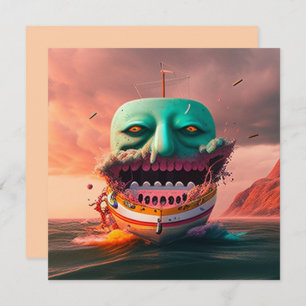 Scary boat holiday card