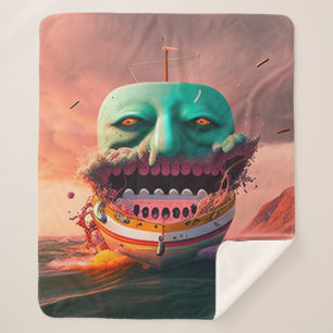 Scary boat sherpa blanket
