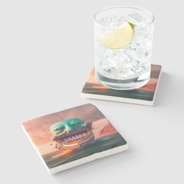 Scary boat stone coaster (Side)