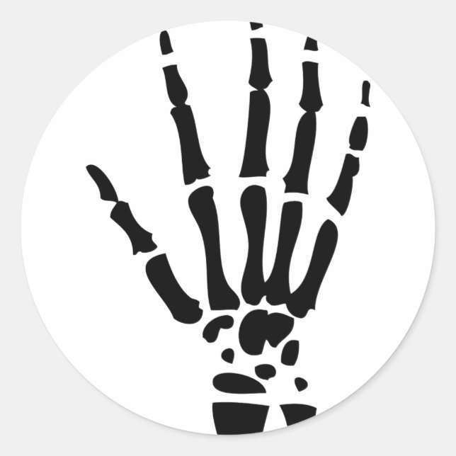 scary bone hand halloween classic round sticker (Front)