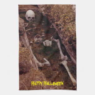 Scary Bones Skeleton Halloween Photo Designed Kitchen Towel