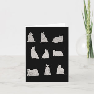 Scary Boo Cute Ghost Cat Kitty Vintage Halloween C Card