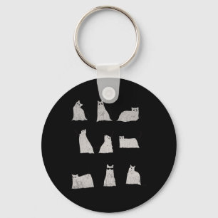 Scary Boo Cute Ghost Cat Kitty Vintage Halloween C Keychain