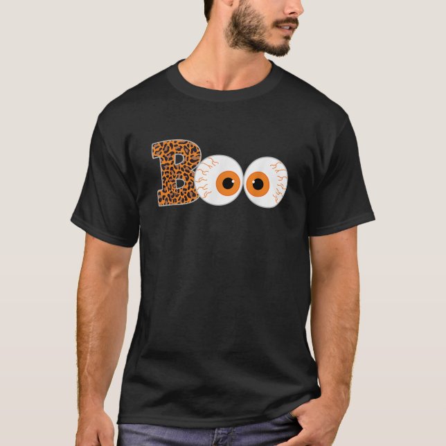 Scary Boo Eyeball Leopard Print Halloween Costume  T-Shirt (Front)