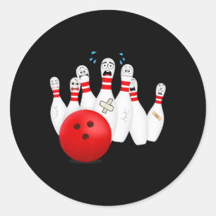 Scary Bowling Pins. Funny Bowling Gift  Classic Round Sticker