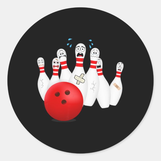 Scary Bowling Pins. Funny Bowling Gift  Classic Round Sticker (Front)