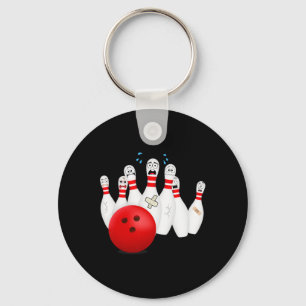 Scary Bowling Pins. Funny Bowling Gift Keychain