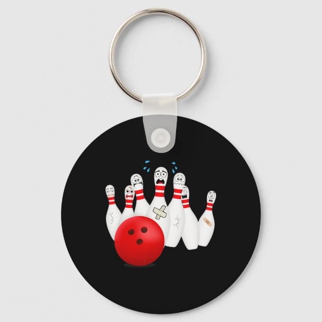 Scary Bowling Pins. Funny Bowling Gift  Keychain (Front)