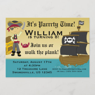 Scary Boy Pirate Birthday Party Invitation