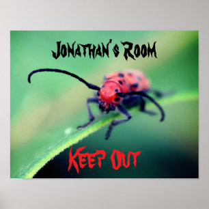 Scary Bug Kids Room Personalized Wall Door Poster