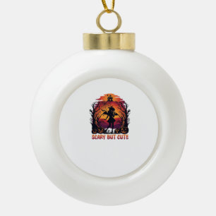Scary But Cute Halloween Bat Girl Pumpkins Haunted Ceramic Ball Christmas Ornament