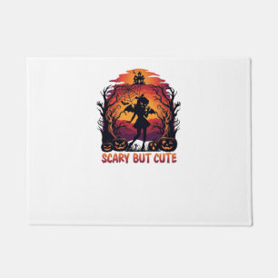 Scary But Cute Halloween Bat Girl Pumpkins Haunted Doormat