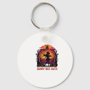Scary But Cute Halloween Bat Girl Pumpkins Haunted Keychain