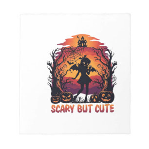 Scary But Cute Halloween Bat Girl Pumpkins Haunted Notepad