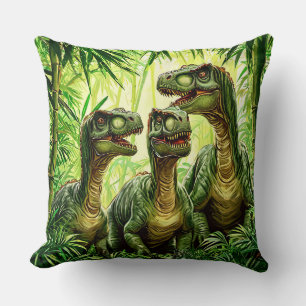 🦖😈 Scary Cartoon Dinosaurs Adventure Decor Gift Throw Pillow