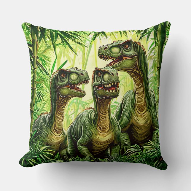 🦖😈 Scary Cartoon Dinosaurs Adventure Decor Gift  Throw Pillow (Front)