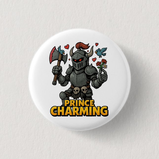Scary Cartoon Knight  – “Price Charming 1 Inch Round Button (Front)