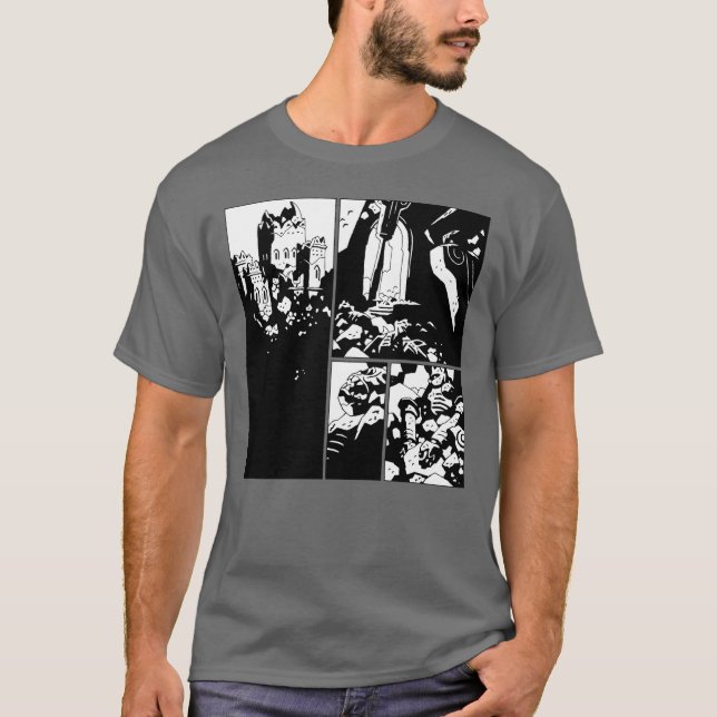 Scary Castles  in Comic Book Panels T-Shirt (Front)