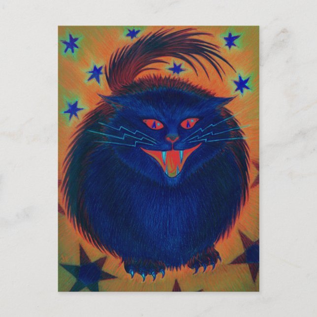 Scary Cat Blue postcard (Front)