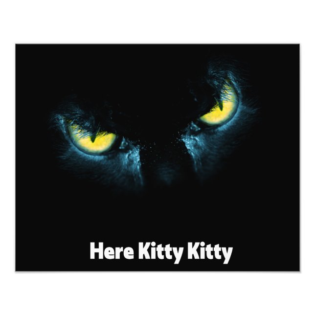 Scary cat eyes on a black background photo print (Front)