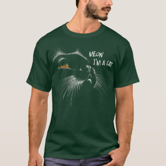 Scary Cat Face Yellow Eyes Funny Cat Lover Hallowe T-Shirt