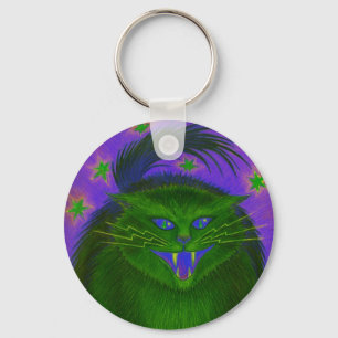Scary Cat Green keychain