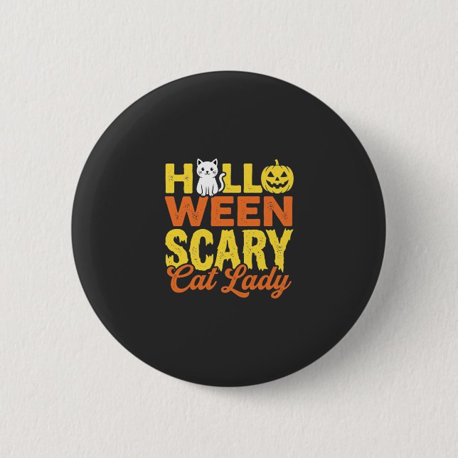 Scary Cat Lady Halloween Design_1 2 Inch Round Button (Front)