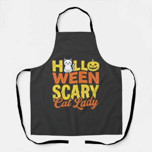 Scary Cat Lady Halloween Design_1 Apron
