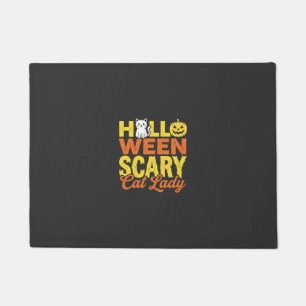 Scary Cat Lady Halloween Design_1 Doormat