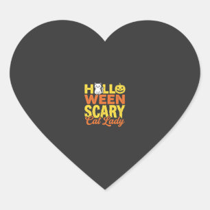 Scary Cat Lady Halloween Design_1 Heart Sticker