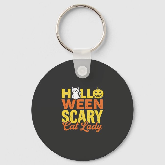 Scary Cat Lady Halloween Design_1 Keychain (Front)