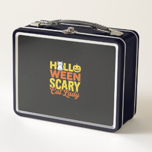 Scary Cat Lady Halloween Design_1 Metal Lunch Box