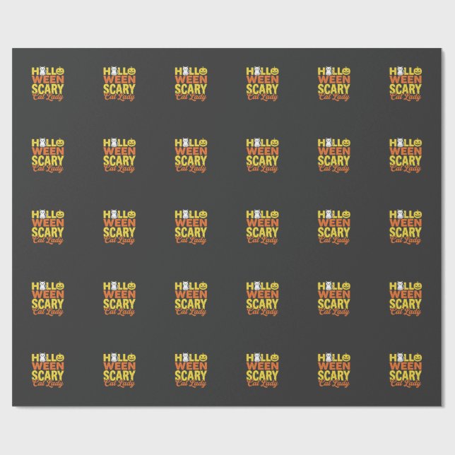 Scary Cat Lady Halloween Design_1 Wrapping Paper (Flat)