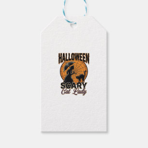 Scary Cat Lady Halloween Witch Web Vintage Shirt_1 Gift Tags