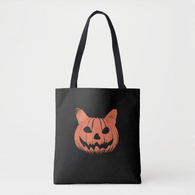 Scary Cat Pumpkin Jack O Lantern Halloween Mens Wo Tote Bag (Front)