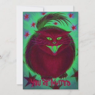 Scary Cat rouge 'Vous êtes invité' invitation