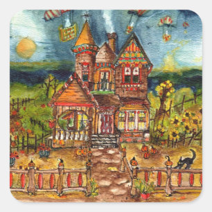 Scary Cat Square Sticker