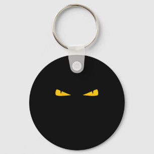 scary cat yellow eyes keychain