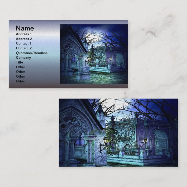 Scary Cemetery with Graveyard and Tombs Business Card (Front/Back)