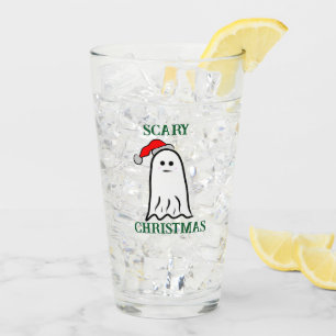 Scary Christmas Ghost with Santa Hat  Glass