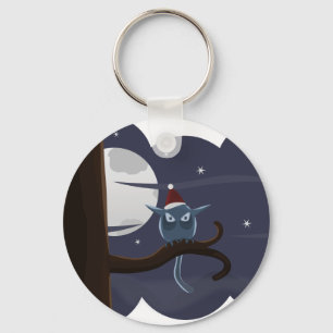 scary christmas owl keychain