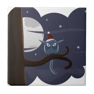 scary christmas owl tile