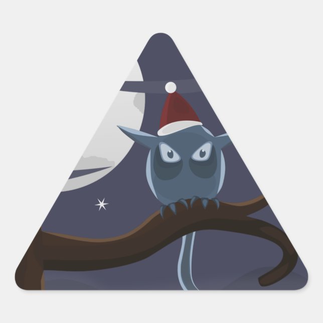 scary christmas owl triangle sticker (Front)